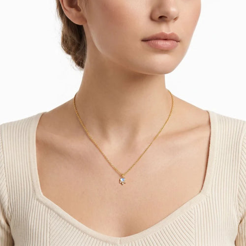 Sterling Silver Gold Vermeil CZ and Moonstone